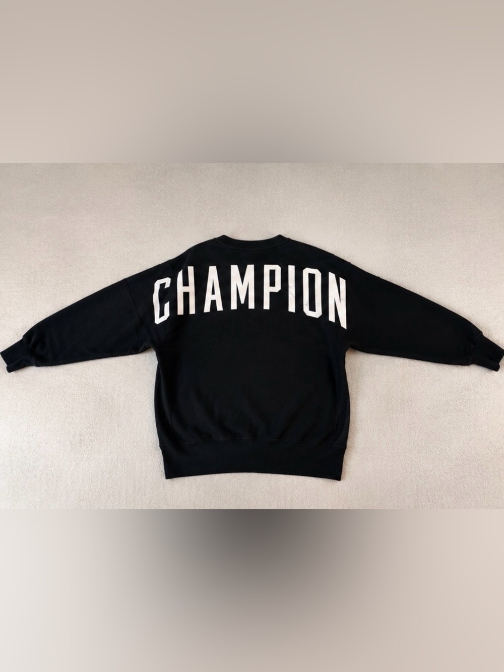 Vintage Champion Pullover Mens Large Reverse Weave Crewneck Black Spellout